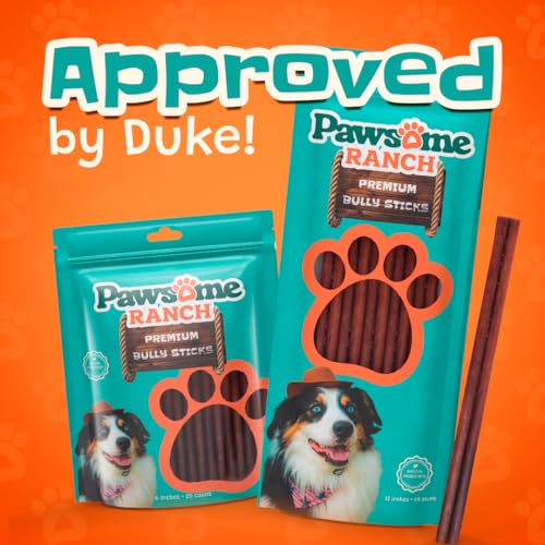 Pawsome Ranch premium bully sticks dog treat bags approved by Duke