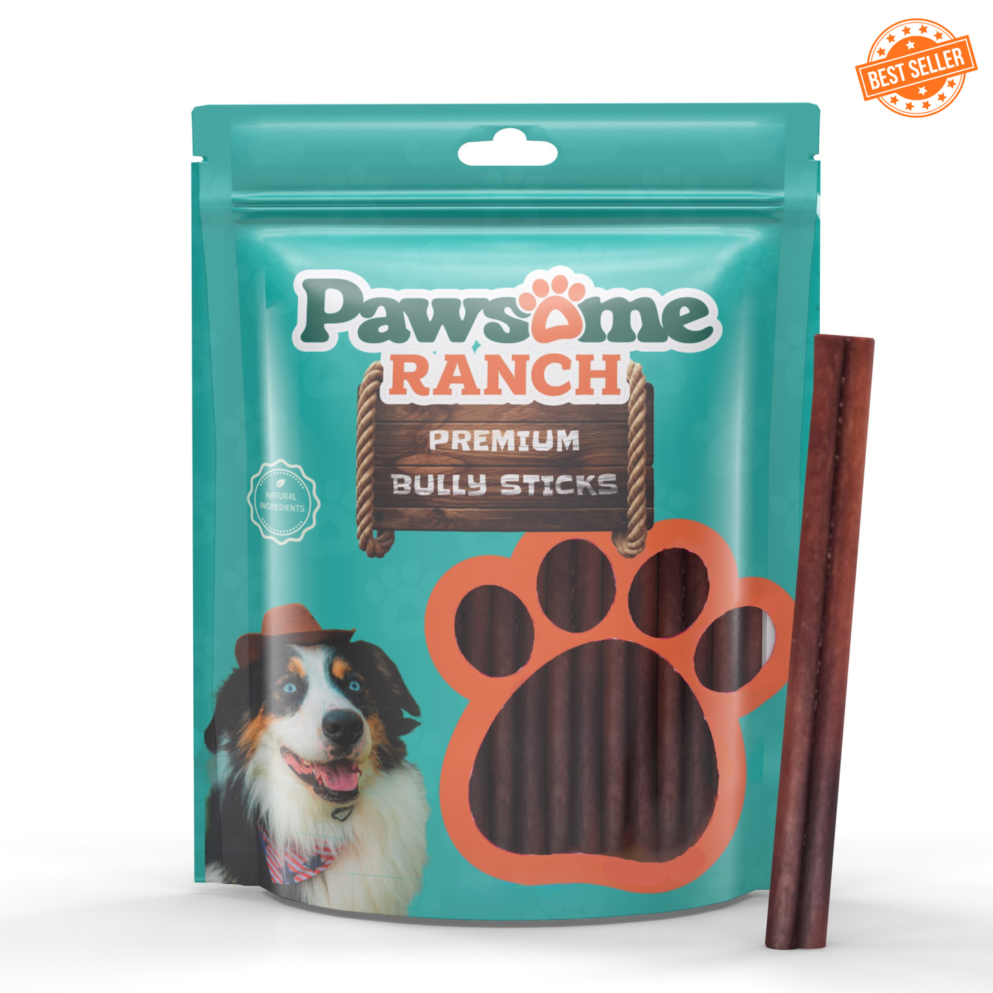 Best Selling 6 Inch Bully Sticks for Dogs by Pawsome Ranch Single Ingredient Beef Pizzle Dog Chews