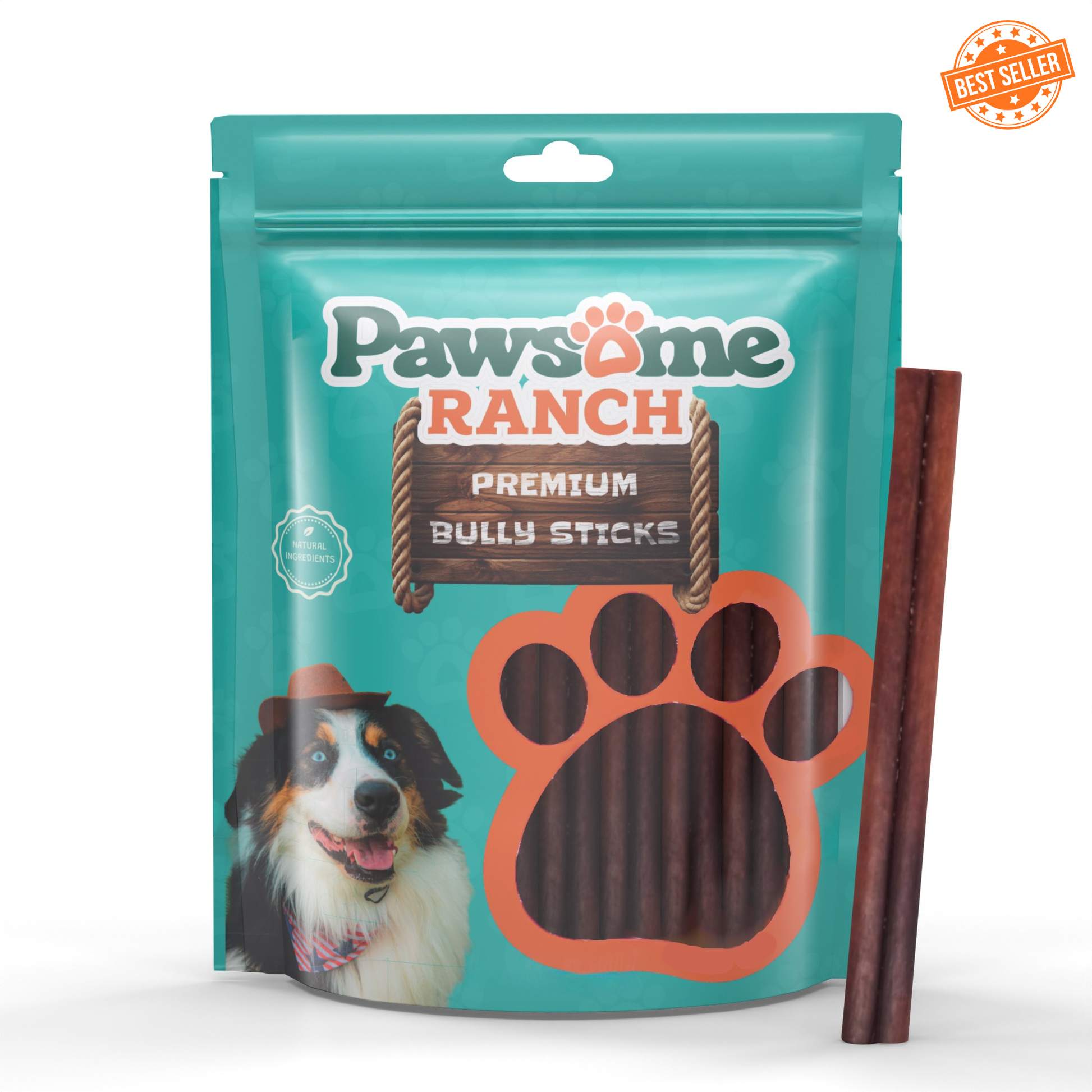 Best Selling 6 Inch Bully Sticks for Dogs by Pawsome Ranch Single Ingredient Beef Pizzle Dog Chews